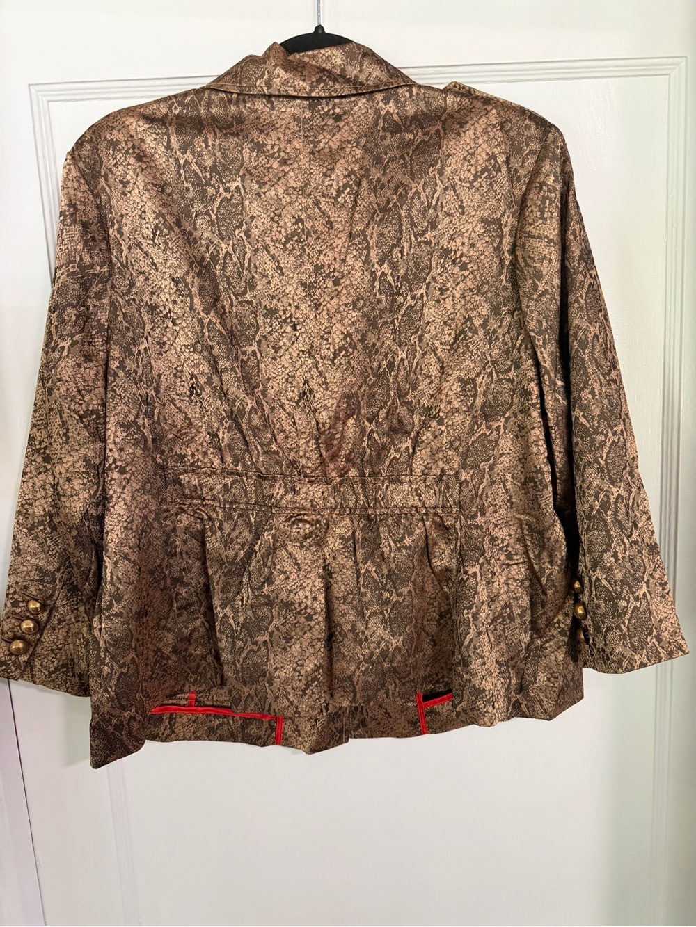 Joan Rivers QVC Vintage Y2K Gold and Black Shimmery Snakeskin Blazer XL - Picture 2 of 9